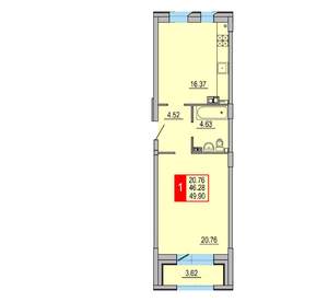 1-к квартира, вторичка, 50м2, 4/8 этаж