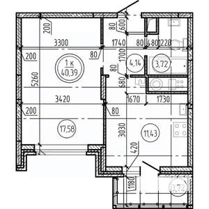 1-к квартира, вторичка, 40м2, 8/16 этаж