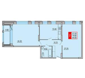 2-к квартира, вторичка, 85м2, 6/8 этаж