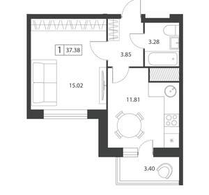 1-к квартира, вторичка, 37м2, 16/16 этаж