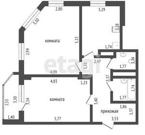 2-к квартира, вторичка, 62м2, 7/17 этаж