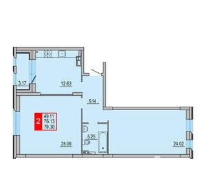 2-к квартира, вторичка, 79м2, 4/8 этаж
