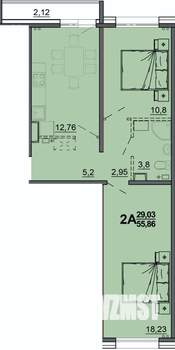 2-к квартира, сданный дом, 57м2, 15/18 этаж