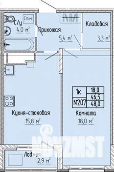 1-к квартира, строящийся дом, 48м2, 3/10 этаж