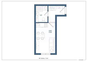 Студия квартира, сданный дом, 17м2, 1/4 этаж