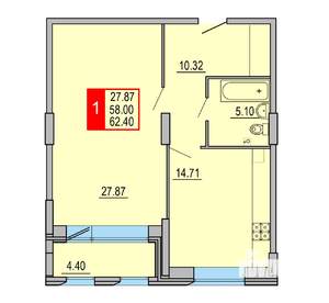 1-к квартира, вторичка, 62м2, 2/8 этаж
