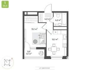 1-к квартира, вторичка, 35м2, 13/18 этаж