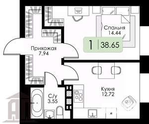 1-к квартира, вторичка, 39м2, 2/4 этаж