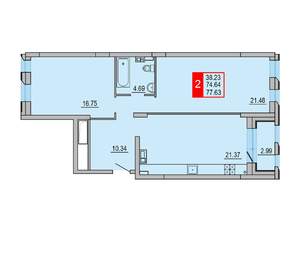 2-к квартира, вторичка, 78м2, 5/8 этаж