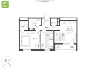 2-к квартира, вторичка, 66м2, 13/16 этаж