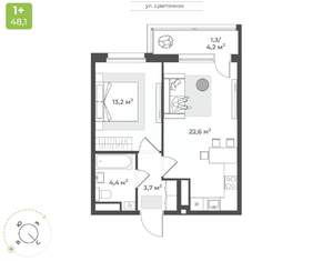 1-к квартира, вторичка, 45м2, 8/10 этаж