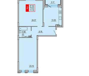 2-к квартира, вторичка, 78м2, 7/8 этаж