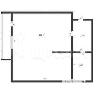 1-к квартира, вторичка, 34м2, 2/5 этаж