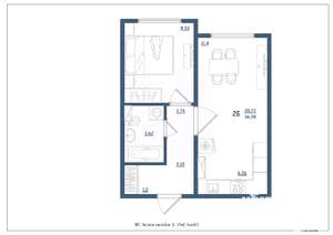 2-к квартира, сданный дом, 37м2, 11/15 этаж