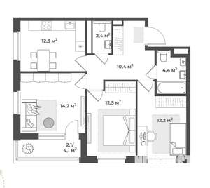 3-к квартира, вторичка, 73м2, 2/18 этаж
