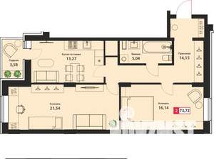 2-к квартира, строящийся дом, 74м2, 6/24 этаж