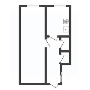 1-к квартира, вторичка, 42м2, 4/4 этаж