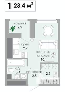Студия квартира, вторичка, 23м2, 5/12 этаж
