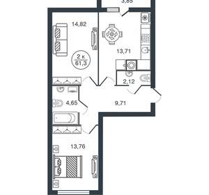 2-к квартира, вторичка, 61м2, 7/15 этаж
