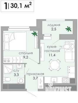 1-к квартира, вторичка, 30м2, 3/9 этаж