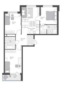 3-к квартира, вторичка, 69м2, 3/10 этаж