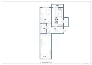 2-к квартира, сданный дом, 58м2, 18/18 этаж
