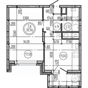 1-к квартира, вторичка, 40м2, 11/16 этаж