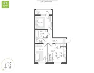 2-к квартира, вторичка, 60м2, 5/16 этаж
