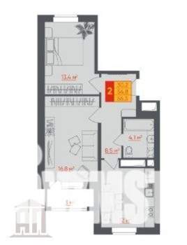 2-к квартира, вторичка, 60м2, 7/16 этаж