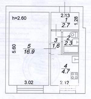 1-к квартира, вторичка, 28м2, 1/5 этаж