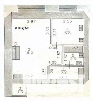 1-к квартира, вторичка, 31м2, 1/2 этаж