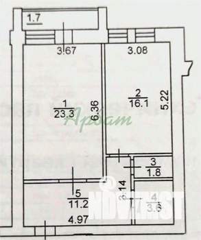 1-к квартира, вторичка, 56м2, 3/6 этаж