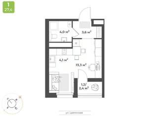 1-к квартира, вторичка, 26м2, 12/18 этаж