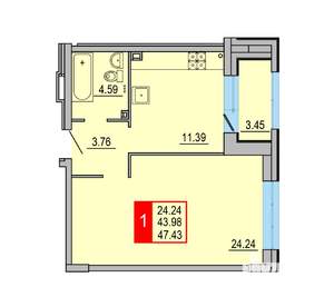 1-к квартира, вторичка, 47м2, 2/8 этаж