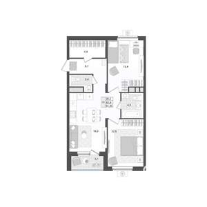 2-к квартира, вторичка, 64м2, 4/10 этаж