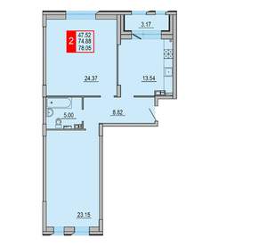 2-к квартира, вторичка, 78м2, 3/8 этаж