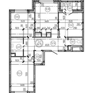 3-к квартира, вторичка, 87м2, 3/16 этаж