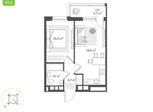 1-к квартира, вторичка, 40м2, 5/17 этаж