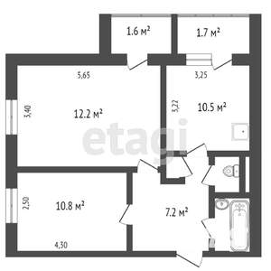 2-к квартира, вторичка, 55м2, 6/12 этаж