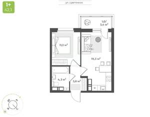 1-к квартира, вторичка, 40м2, 12/16 этаж