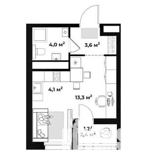 Студия квартира, вторичка, 26м2, 9/18 этаж