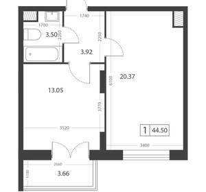 1-к квартира, вторичка, 45м2, 8/16 этаж