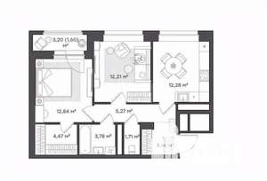 2-к квартира, вторичка, 57м2, 7/17 этаж