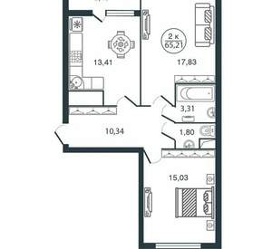 2-к квартира, вторичка, 65м2, 3/12 этаж