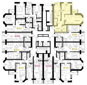 2-к квартира, вторичка, 76м2, 14/17 этаж