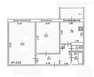 2-к квартира, вторичка, 54м2, 7/9 этаж