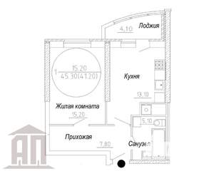 1-к квартира, вторичка, 45м2, 3/12 этаж