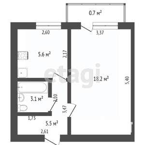 1-к квартира, вторичка, 32м2, 3/5 этаж