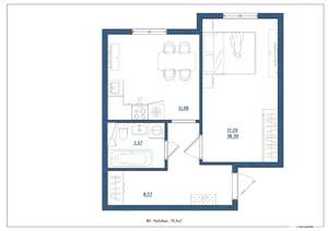 1-к квартира, сданный дом, 38м2, 1/4 этаж