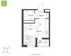 Студия квартира, вторичка, 26м2, 16/17 этаж